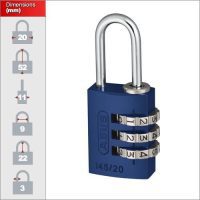 Abus 145/20 λουκέτο συνδιασμου απο αλουμίνιο 20mm